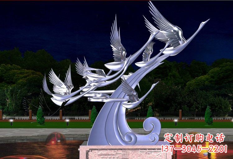 湖北不锈钢抽象飞翔的天鹅设计图