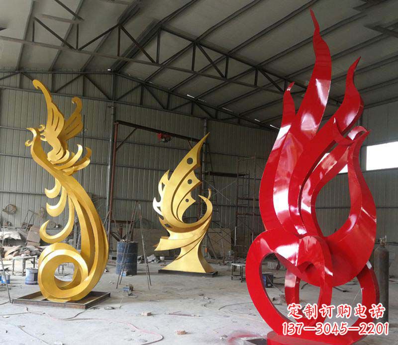 湖北不锈钢抽象凤凰雕塑
