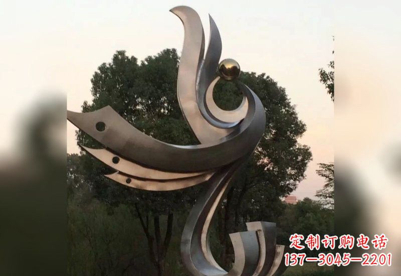湖北不锈钢抽象凤凰雕塑2