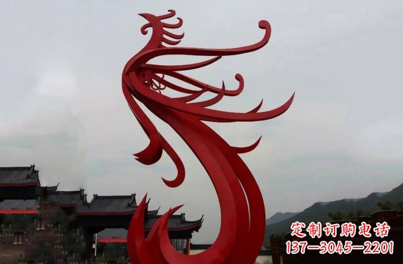 湖北不锈钢抽象凤凰雕塑222