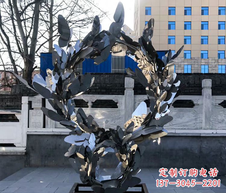 湖北不锈钢蝴蝶花环景观雕塑