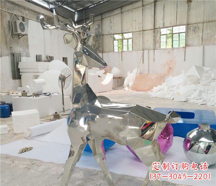 湖北不锈钢梅花鹿雕塑