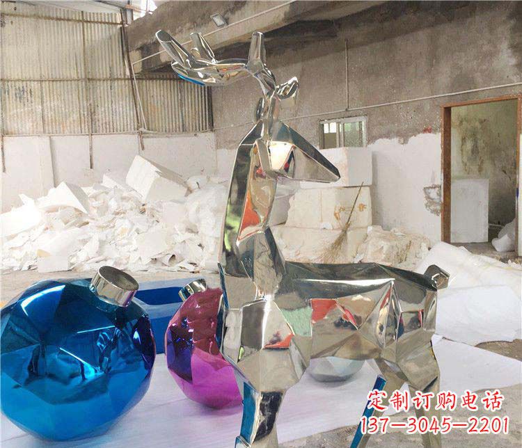 湖北不锈钢梅花鹿雕塑