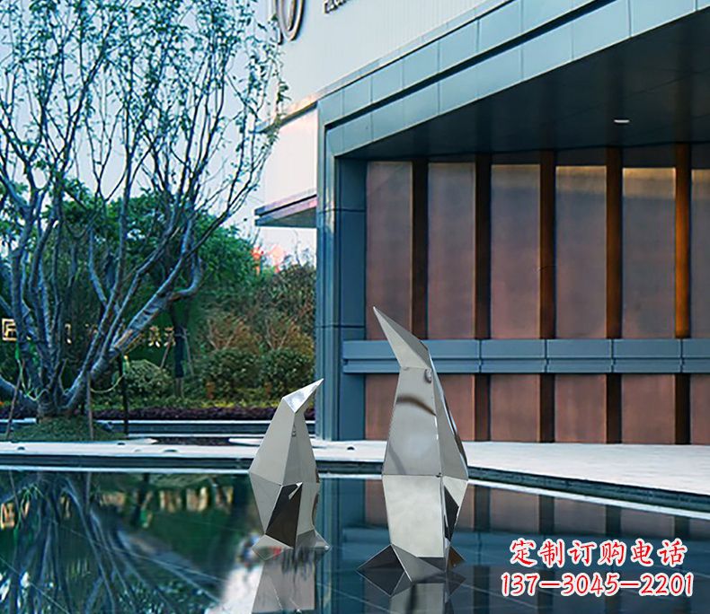 湖北不锈钢抽象几何企鹅雕塑