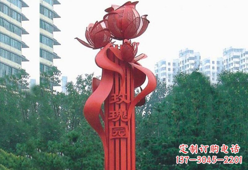 湖北不锈钢玫瑰雕塑精美而优雅