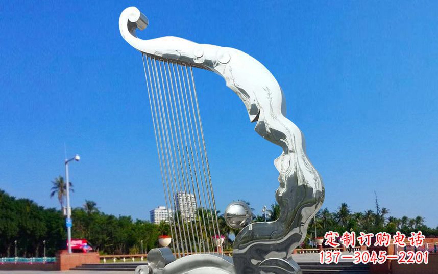 湖北不锈钢竖琴广场雕塑