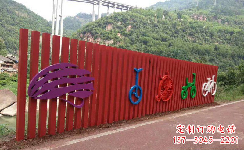 湖北不锈钢抽象自行车公园景观雕塑