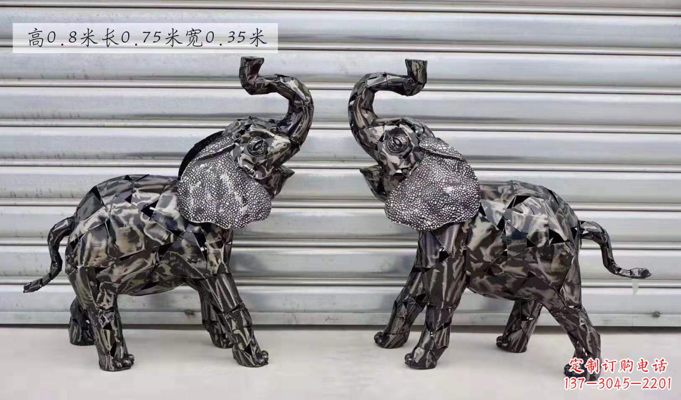 湖北不锈钢大象雕塑精美的摆件装饰