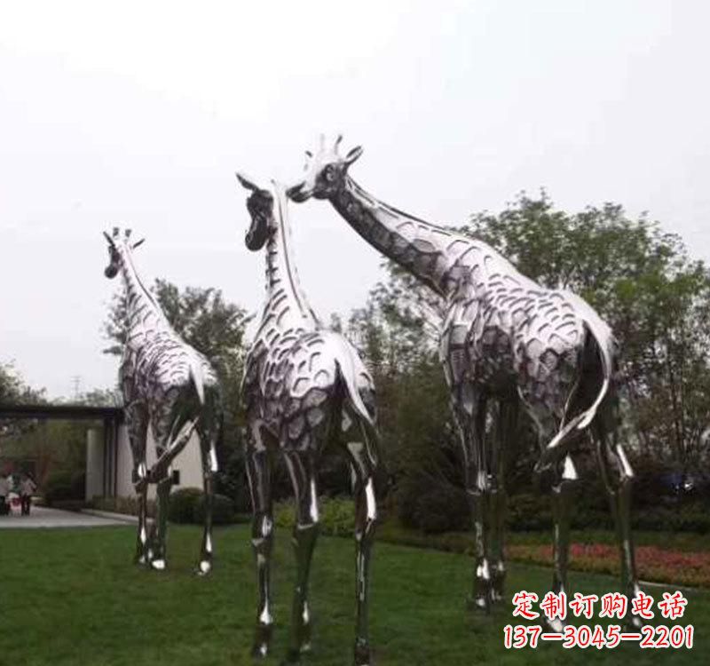 湖北精美的不锈钢大型长颈鹿雕塑