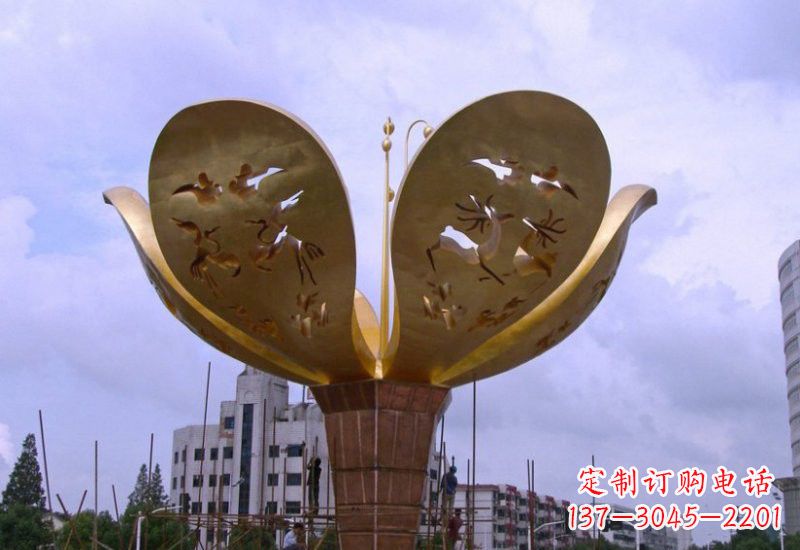 湖北大型不锈钢紫荆花雕塑