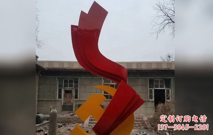 湖北不锈钢党徽雕塑——为共产主义奠基