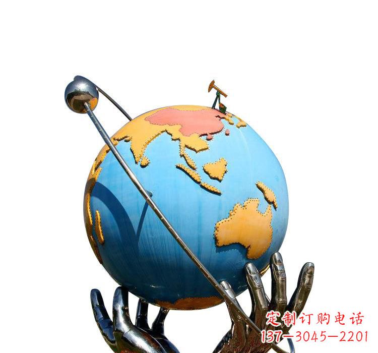 湖北不锈钢地球雕塑象征着世界和平