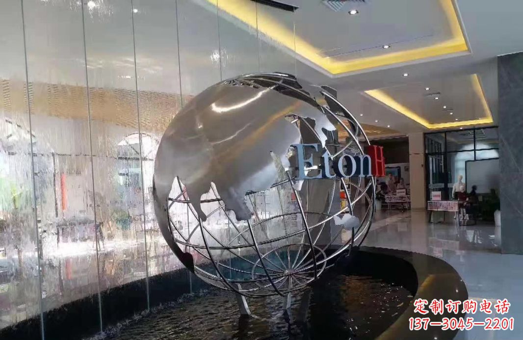 湖北大地见证——不锈钢地球仪喷泉雕塑