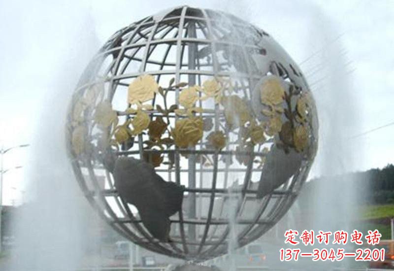 湖北不锈钢地球仪雕塑象征着地球家园
