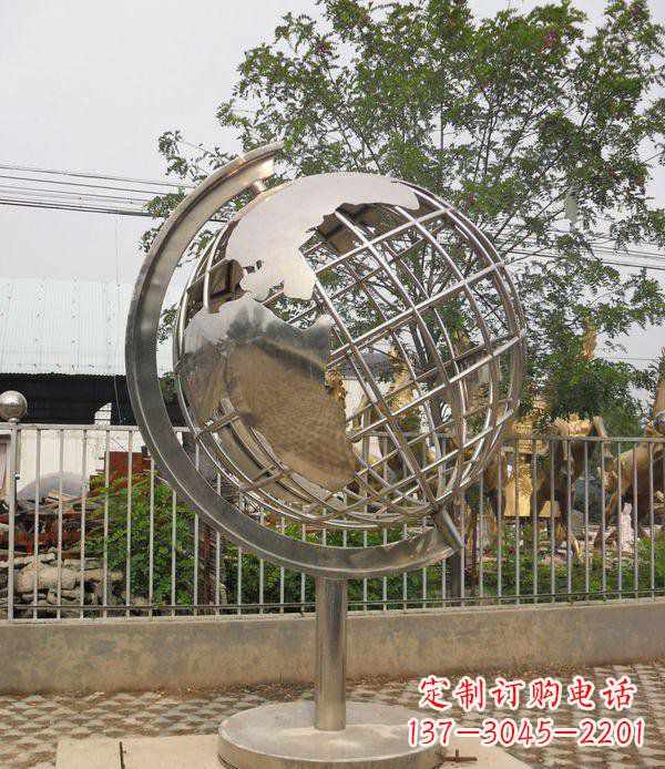 湖北精美不锈钢地球仪雕塑点缀校园美景