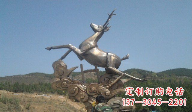 湖北不锈钢动物飞奔的鹿雕塑