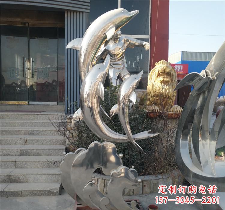 湖北不锈钢海豚雕塑——精美外观,传递环保理念
