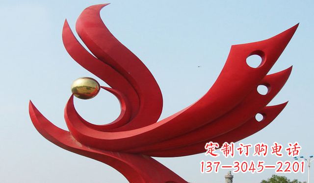 湖北不锈钢凤凰雕塑象征着美丽与智慧
