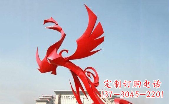 湖北不锈钢凤凰展翅雕塑精致的艺术品