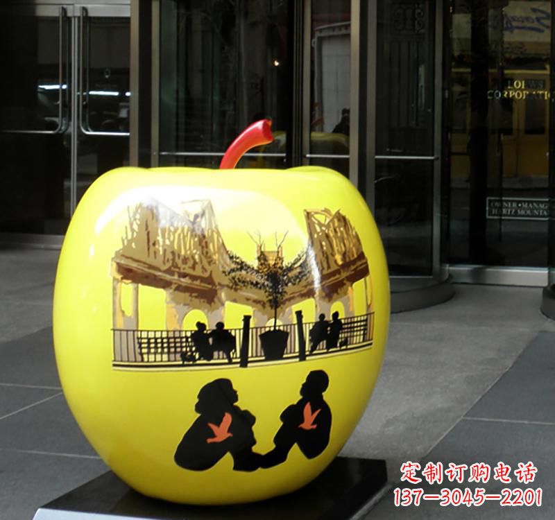 湖北不锈钢苹果雕塑——一座精美的公园景观