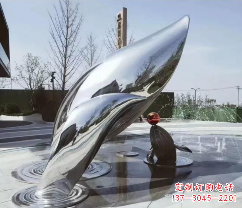 湖北精美不锈钢海豚雕塑