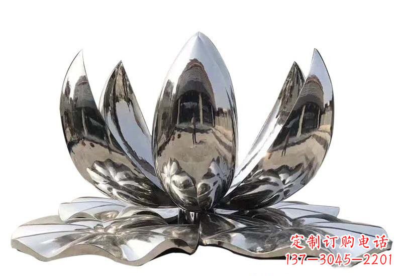 湖北不锈钢公园镜面莲花雕塑光彩夺目