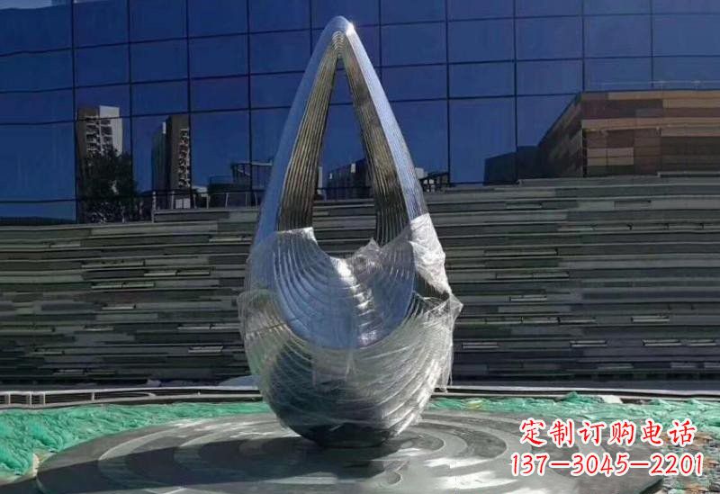 湖北不锈钢空心水滴雕塑美丽的艺术之作