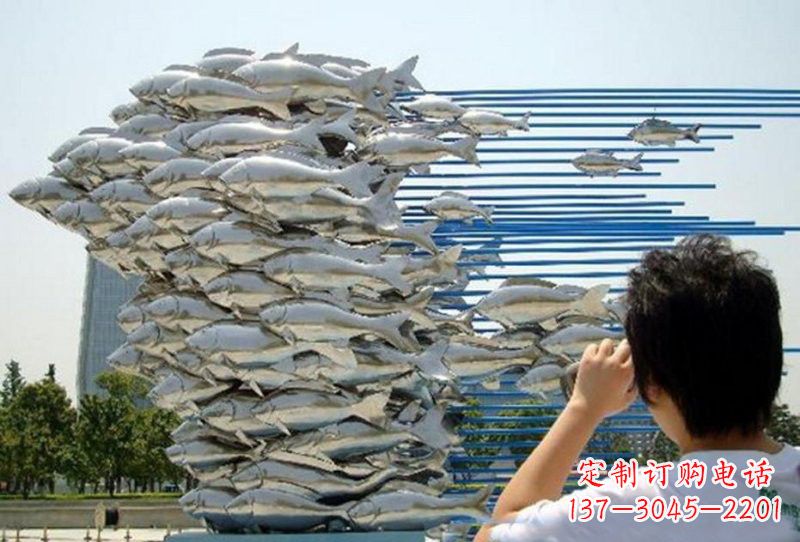 湖北不锈钢公园鲤鱼雕塑传承传统文化