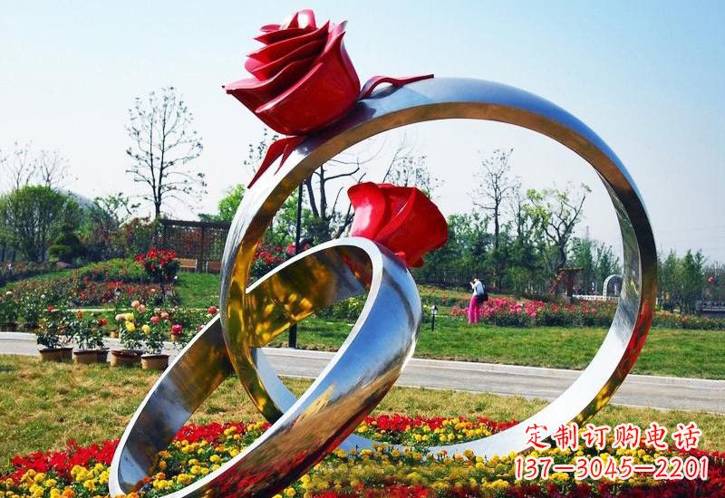 湖北不锈钢公园玫瑰花戒指雕塑精致精美的礼物