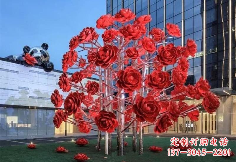 湖北不锈钢公园玫瑰花树雕塑——让玫瑰长驻公园