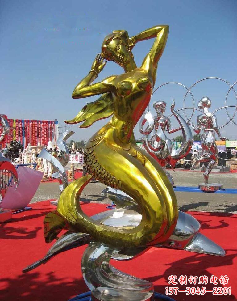 湖北不锈钢美人鱼雕塑——美丽的象征