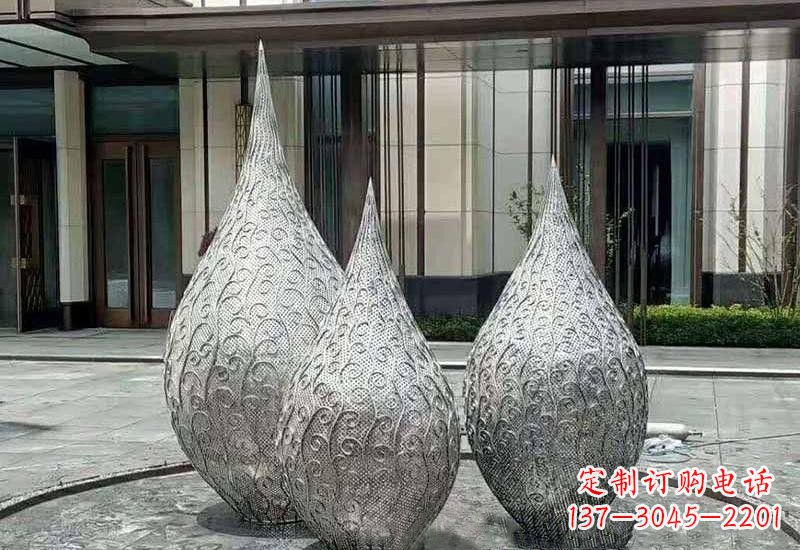 湖北不锈钢镂空水滴雕塑精致美观