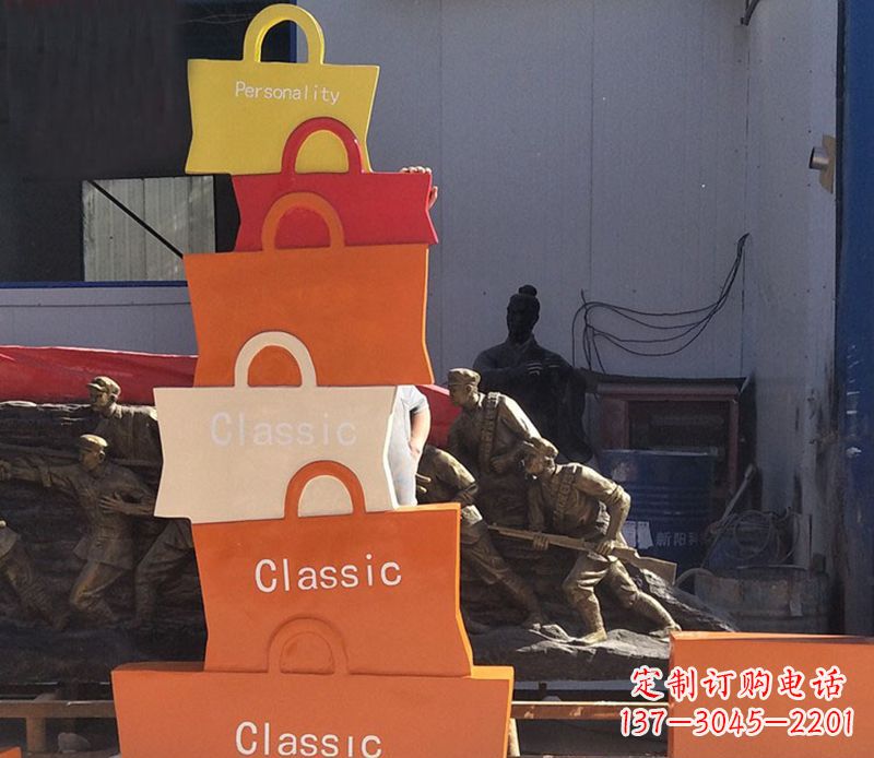 湖北不锈钢购物袋雕塑2