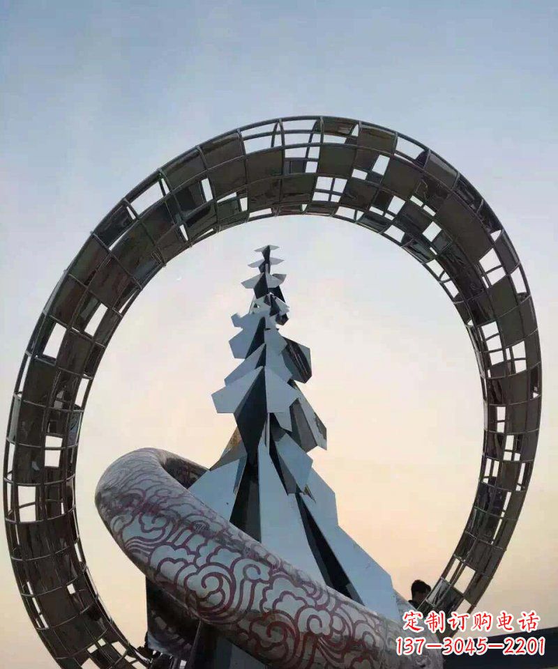 湖北不锈钢松树祥云雕塑