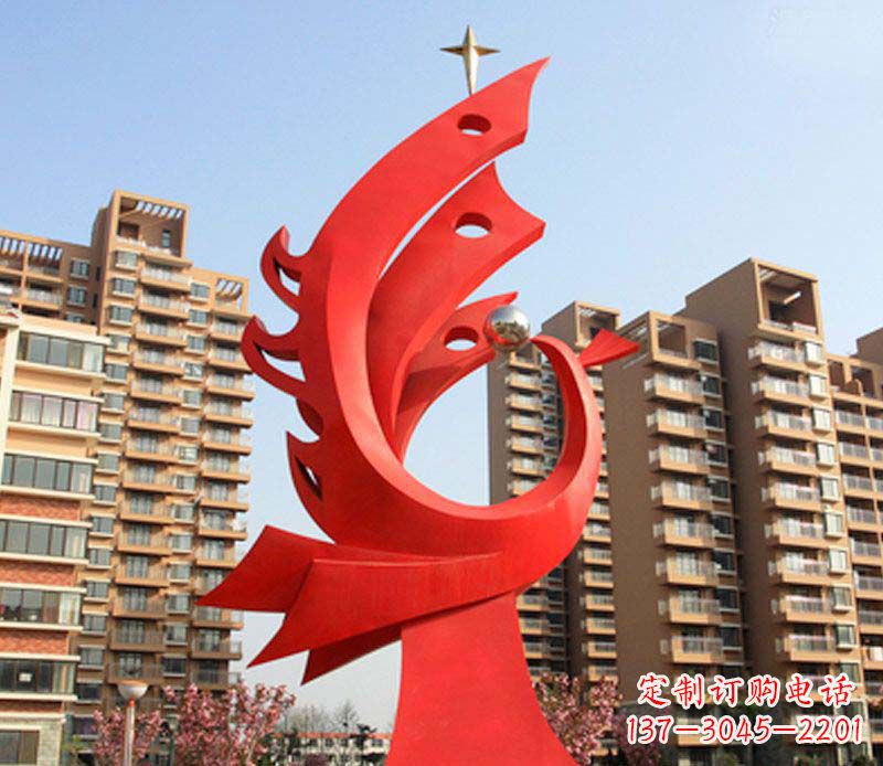 湖北凤凰雕塑不锈钢广场的精美景观