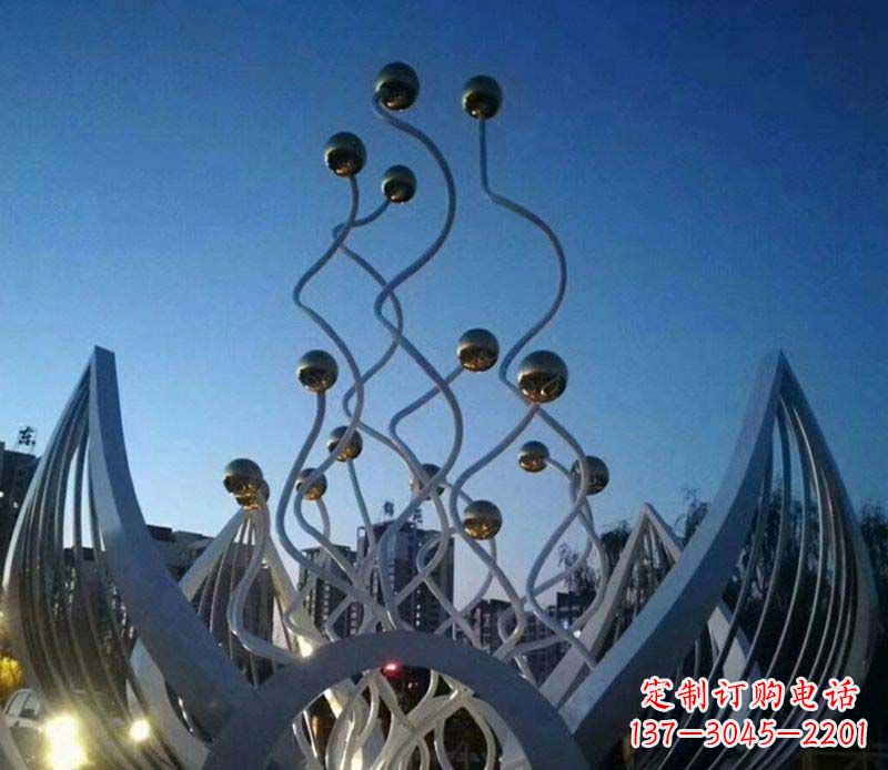 湖北不锈钢荷花雕塑美丽的象征