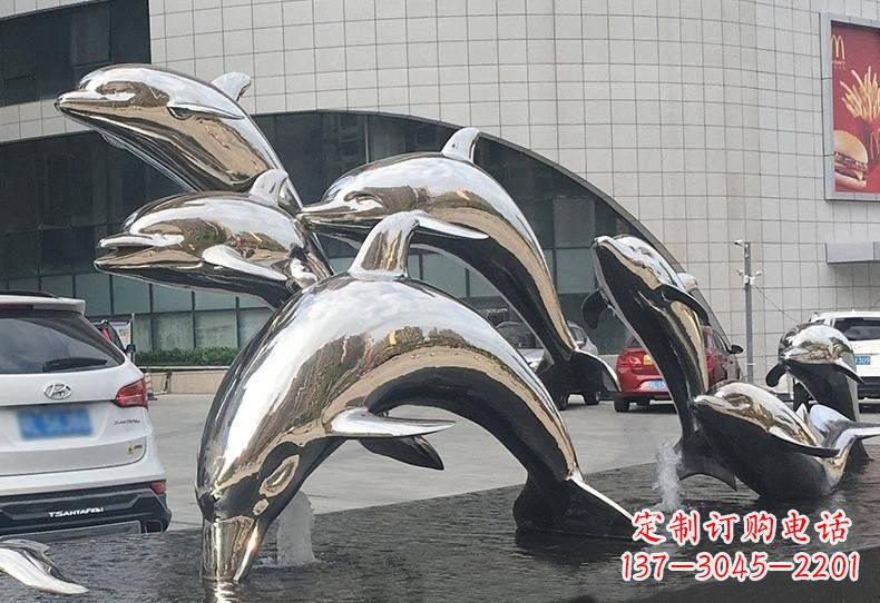 湖北不锈钢广场镜面海豚雕塑