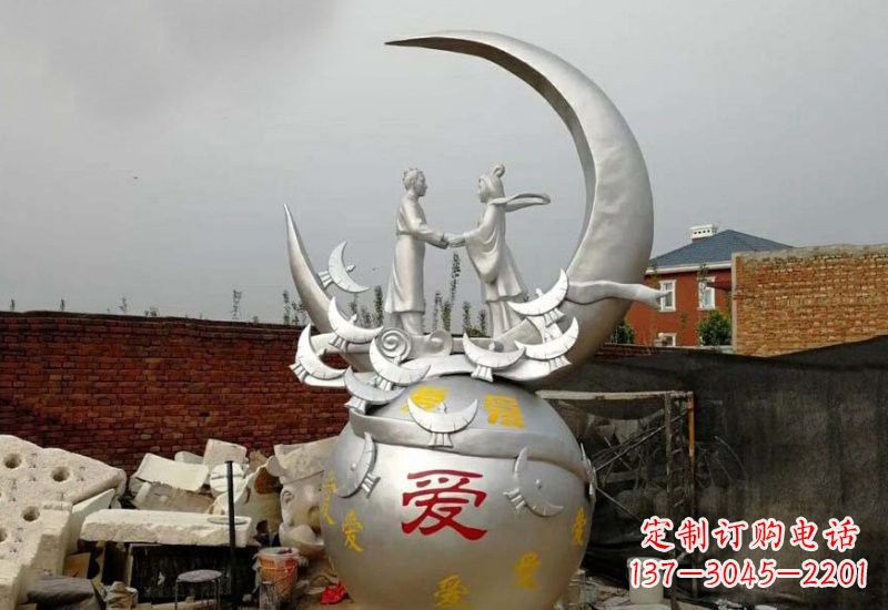 湖北牛郎织女传说的不锈钢雕塑