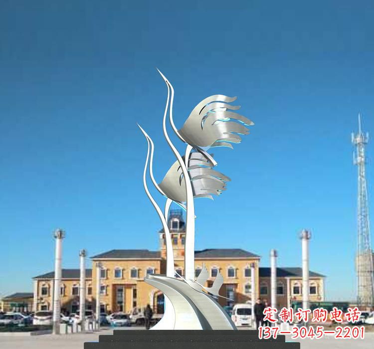 湖北静谧优雅不锈钢仙鹤雕塑