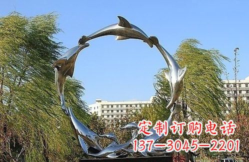 湖北不锈钢海豚雕塑美的化身