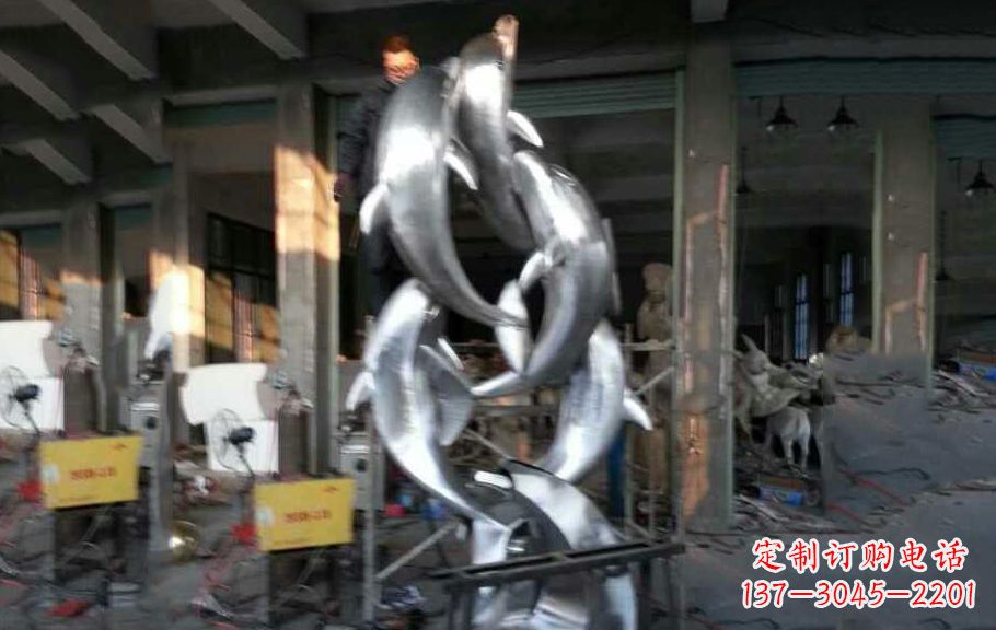 湖北不锈钢海豚雕塑漂亮的海洋艺术品