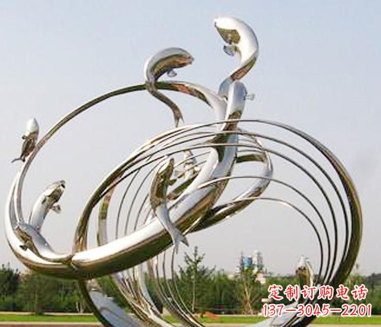 湖北不锈钢海豚雕塑美丽而又神秘