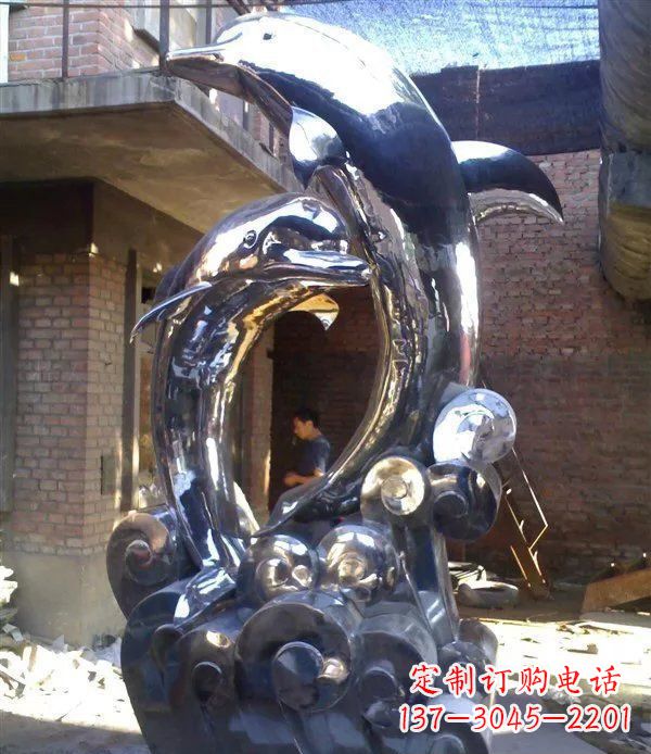 湖北不锈钢海豚美观动态的雕塑