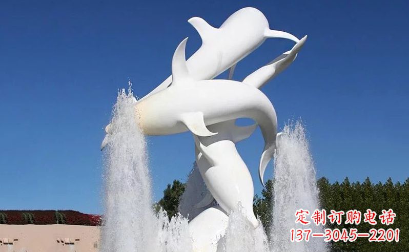 湖北不锈钢海豚喷泉雕塑传递海豚的美丽