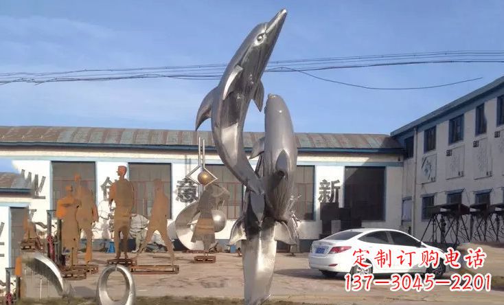 湖北不锈钢海豚嬉戏雕塑精美的艺术视觉