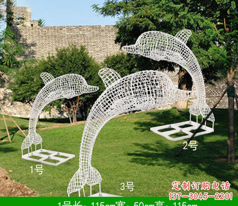 湖北不锈钢海豚组合雕塑精美的艺术品