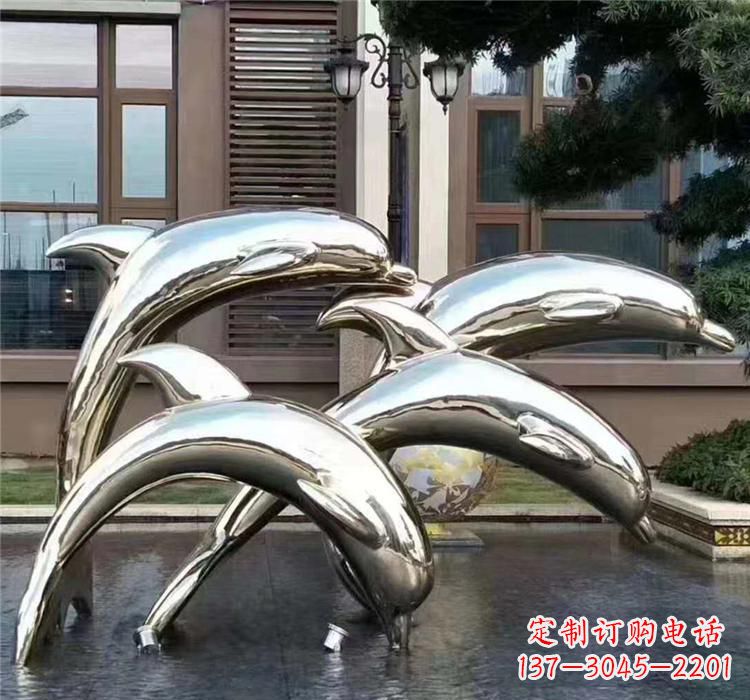 湖北不锈钢海洋动物雕塑——海豚