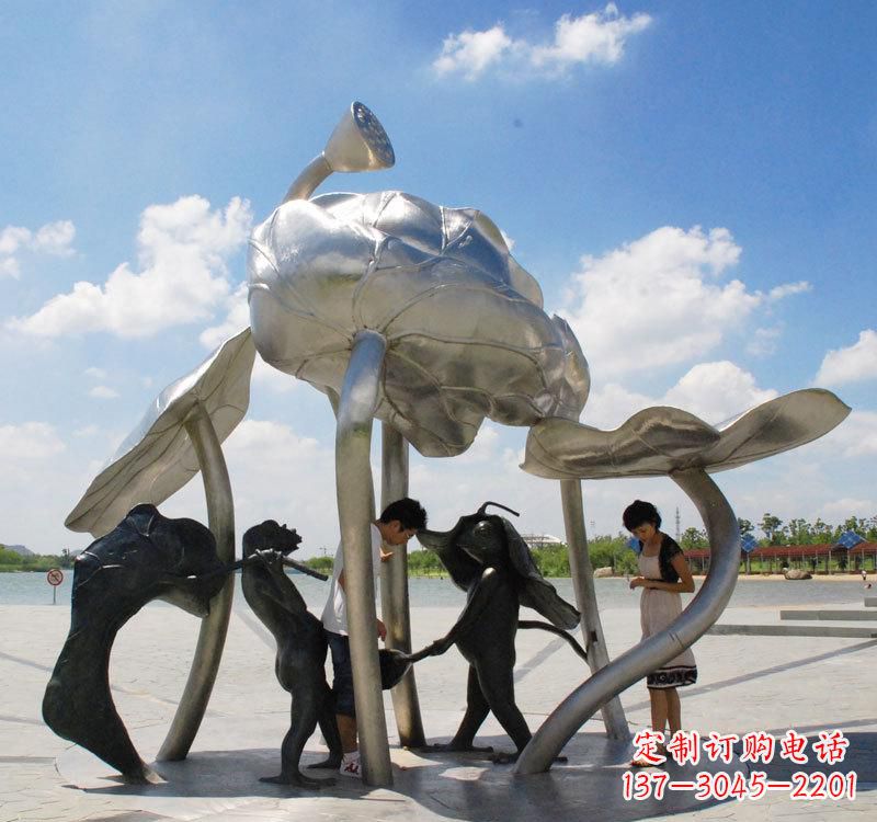 湖北荷花之美——不锈钢荷花广场雕塑