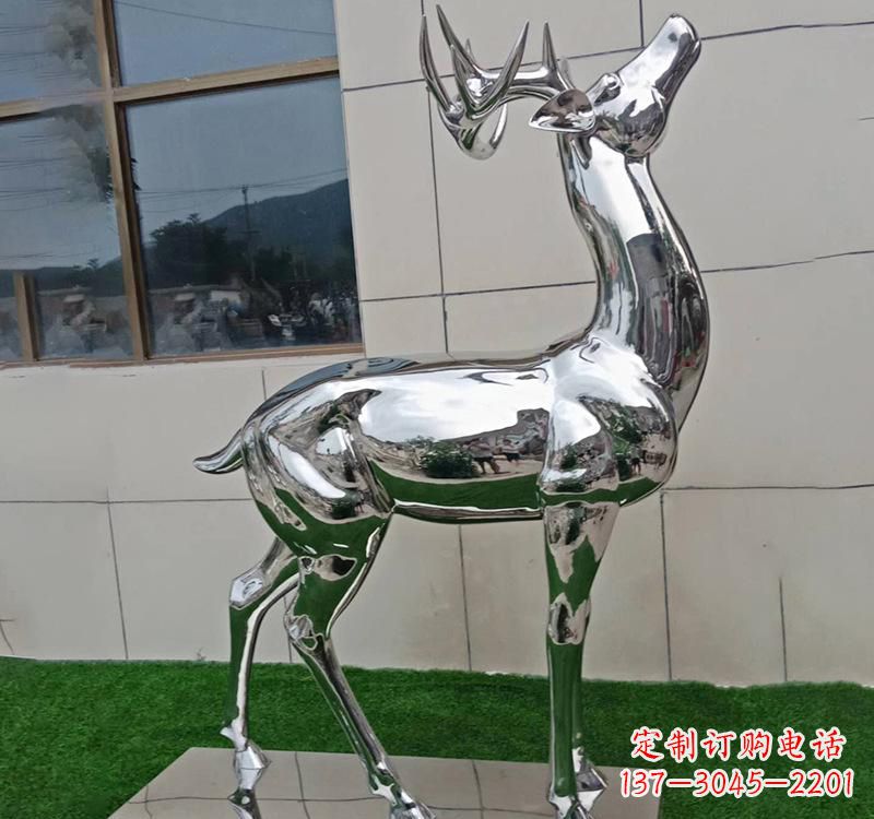 湖北不锈钢户外动物鹿雕塑精致大气的艺术品