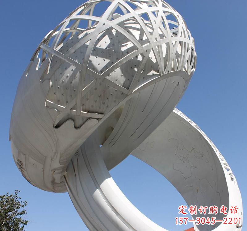 湖北不锈钢户外婚庆戒指雕塑婚礼永恒的记忆
